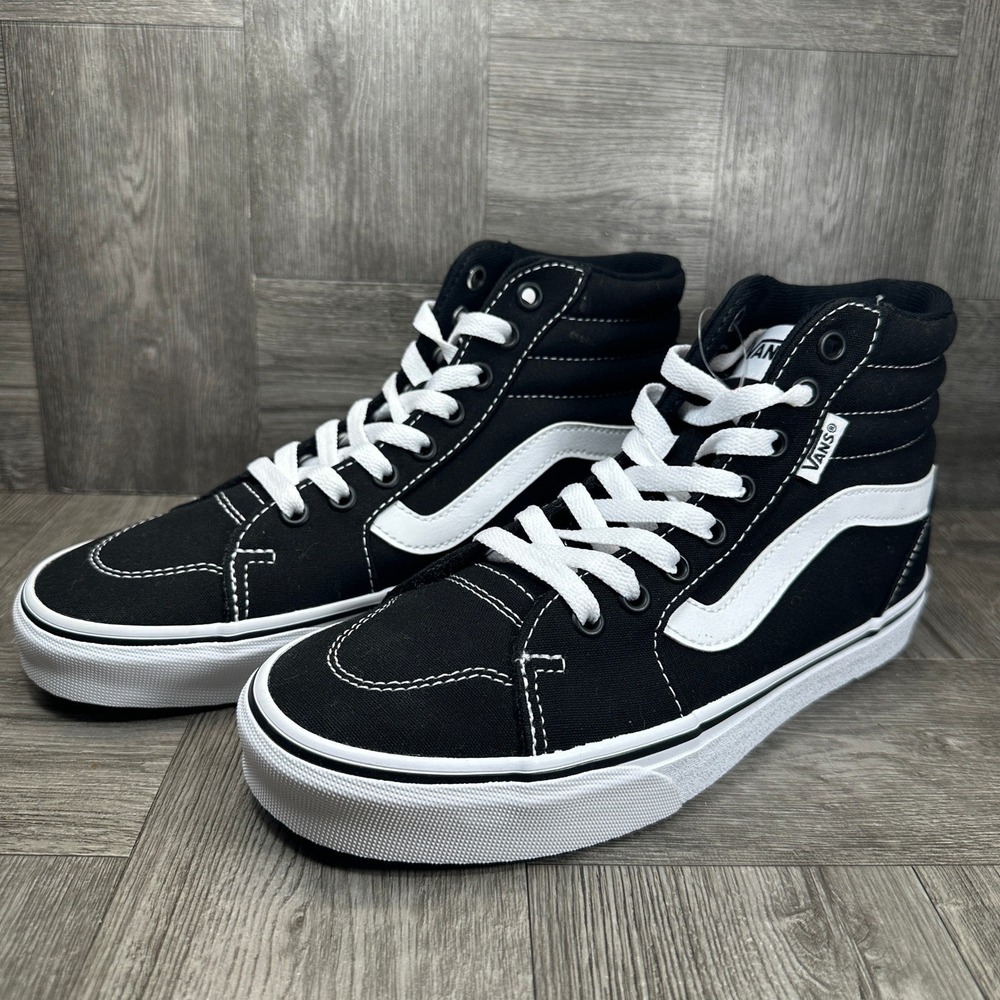 Vans Sk8-Hi Sneakers Womens 8 Black White Canvas High Top Classic NEW - Picture 2 of 8